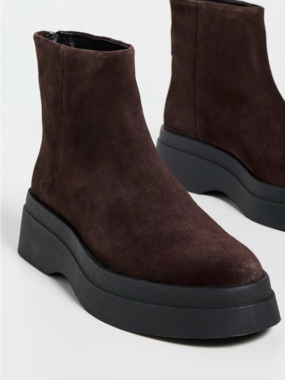 Reformation Women’s Dark Brown Suede Platform Ankle Boots